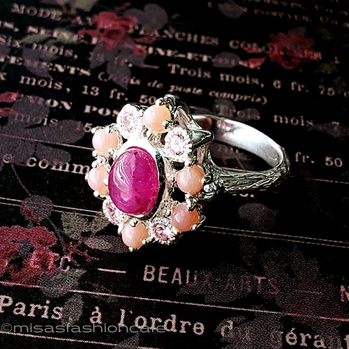 （画像用） 天然石ルビー・オパール スターリングシルバー指輪