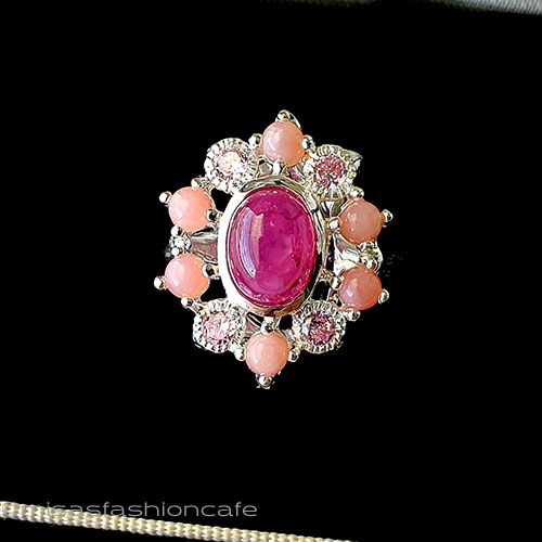 （画像用） 天然石ルビー・オパール スターリングシルバー指輪