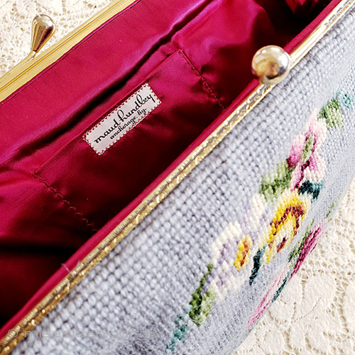 （画像用） ヴィンテージバッグ（大） プチポアンお花刺繍