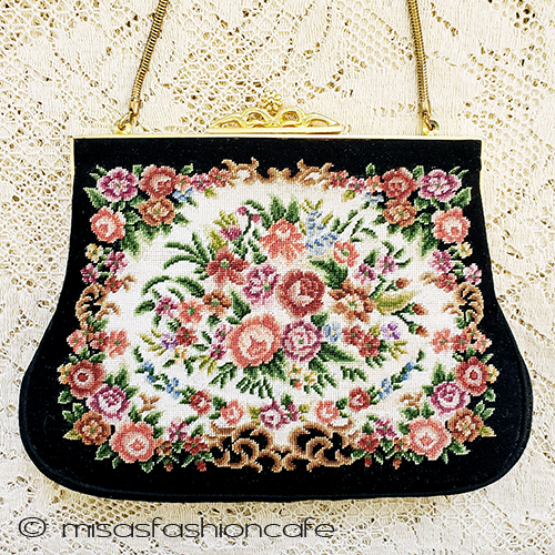 ヴィンテージ　バッグ 総刺繍お花プチポアン - ウインドウを閉じる