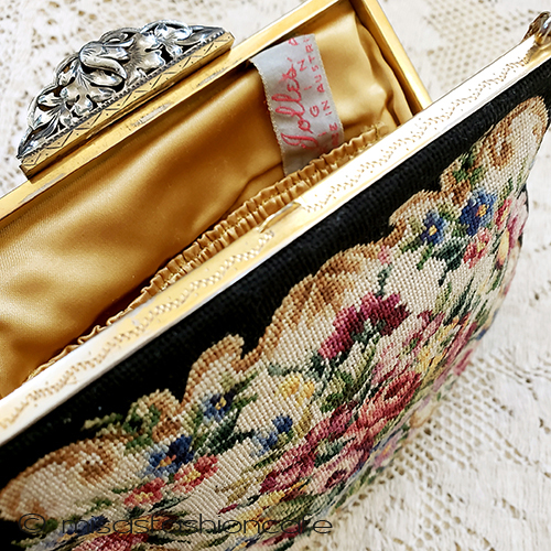 （画像用） アンティークバッグ　刺繍 オーストリア製　プチポアン