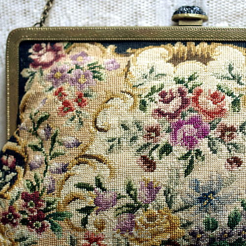 （画像用） アンティークバッグ プチポアン花総刺繍