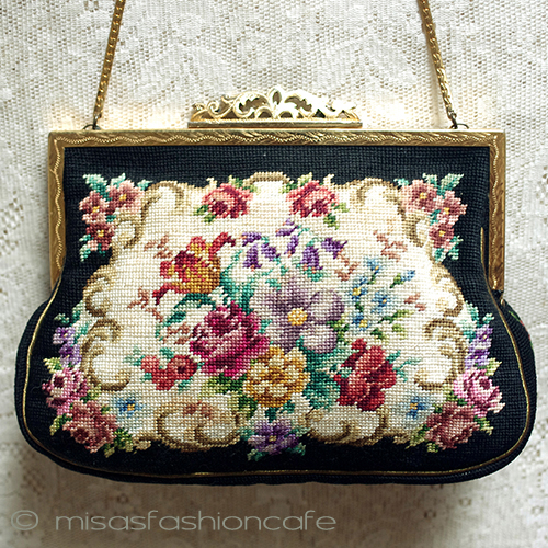 アンティークバッグ プチポアン　花刺繍 - ウインドウを閉じる