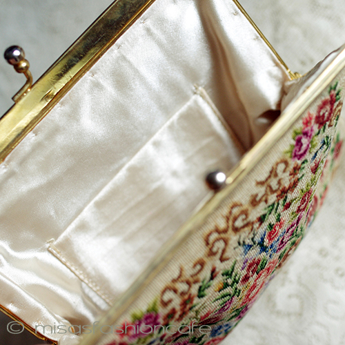 （画像用） アンティークバッグ プチポアン　花刺繍