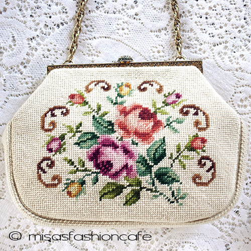 ヴィンテージバッグ（大） プチポアン　お花刺繍 - ウインドウを閉じる