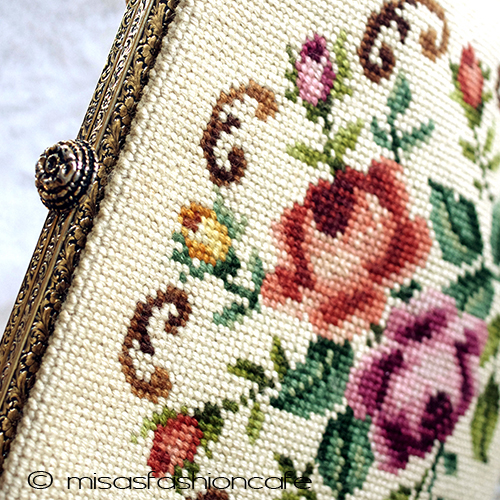 （画像用） ヴィンテージバッグ（大） プチポアン　お花刺繍