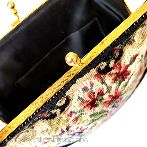 （画像用） アンティークバッグ　 プチポアン　花刺繍