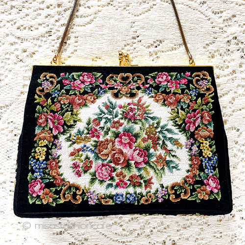 ヴィンテージ　バッグ 総刺繍お花プチポアン - ウインドウを閉じる