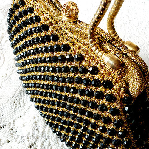 （画像用） ヴィンテージバッグ イタリア製ビーズ編み