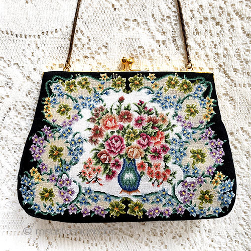 アンティークバッグ 総刺繍お花プチポアン - ウインドウを閉じる