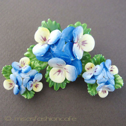 （画像用） パンジー・すみれの花 イギリス製　磁器セット