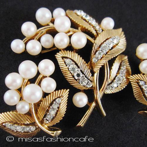 （画像用） クラウントリファリ Trifari パール花 セット