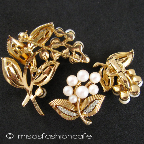 （画像用） クラウントリファリ Trifari パール花 セット