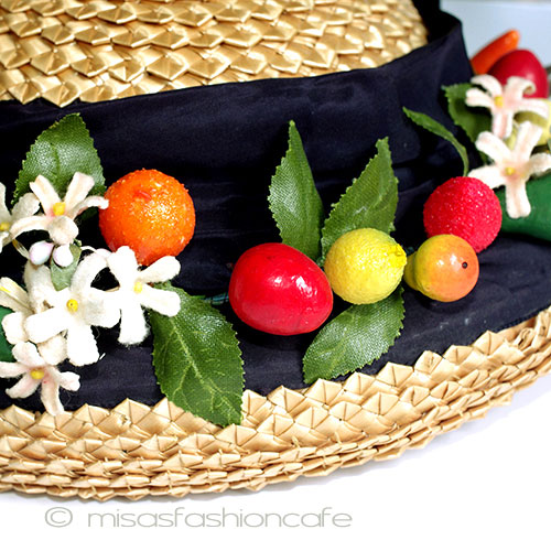 （画像用） ヴィンテージ　ハット フルーツ＆リボン大