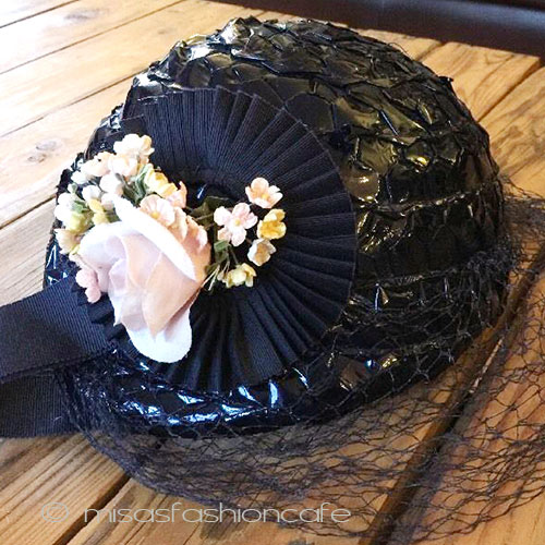 （画像用） ヴィンテージ　ハット 花ブーケ＆チュール