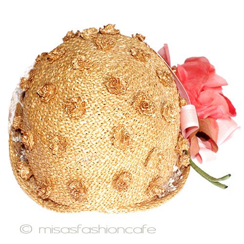 （画像用） ヴィンテージ　ハット お花立体編み＆チュール