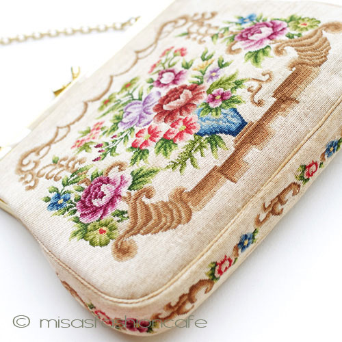 （画像用） ヴィンテージ　バッグ MOパール　花プチポアン