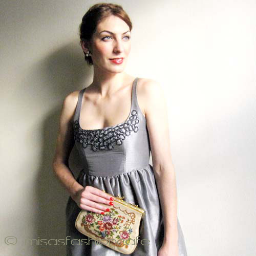 （画像用） ヴィンテージ　バッグ MOパール　花プチポアン