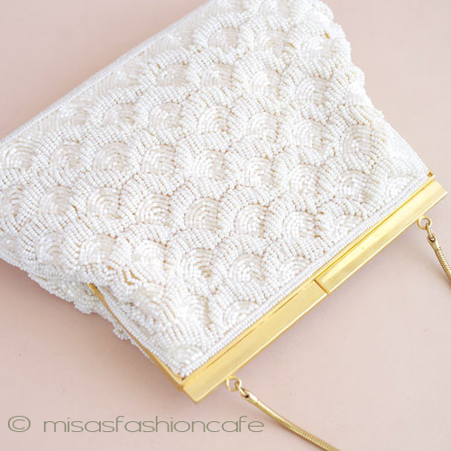 （画像用） ビンテージ　バッグ 総ビーズ　MOパール