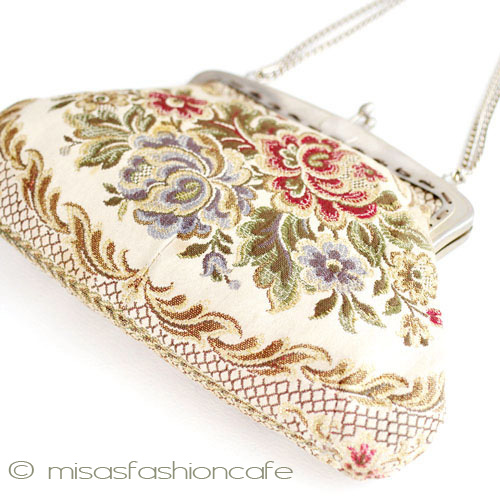 （画像用） アンティーク　バッグ イタリア製　花刺繍