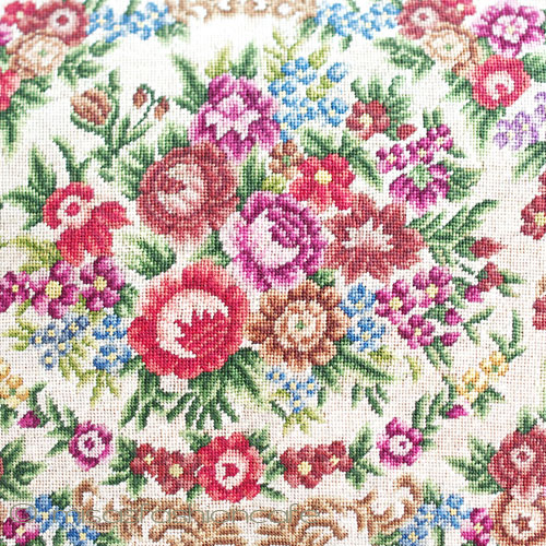 （画像用） ヴィンテージ　バッグ 総刺繍花 プチポアン