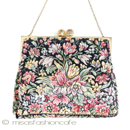 ヴィンテージバッグ　 フランス製　花刺繍 - ウインドウを閉じる