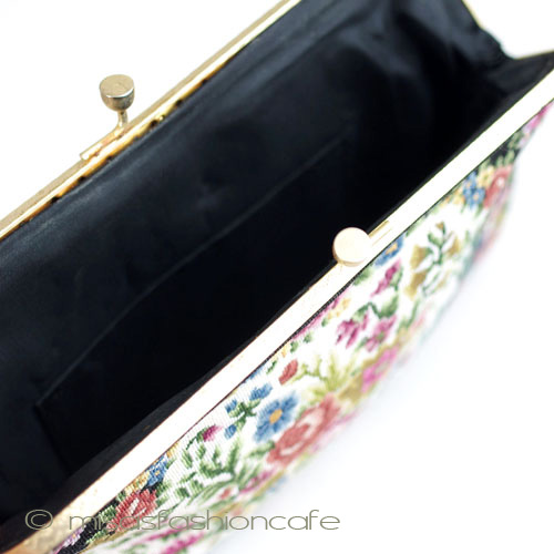 （画像用） ビンテージ　バッグ 総刺繍お花プチポアン