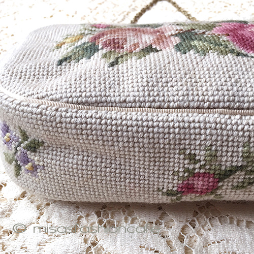 （画像用） ヴィンテージ刺繍バッグ（大） プチポアンお花ブーケ