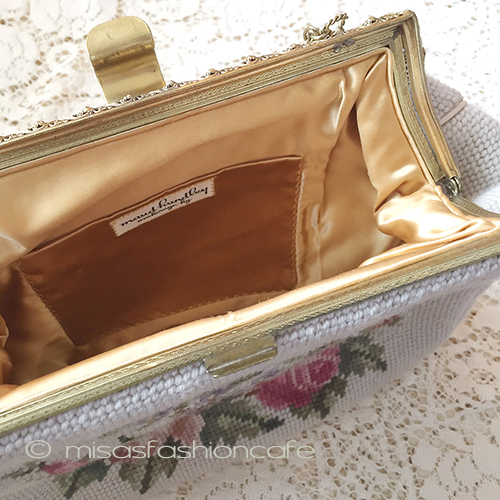 （画像用） ヴィンテージ刺繍バッグ（大） プチポアンお花ブーケ