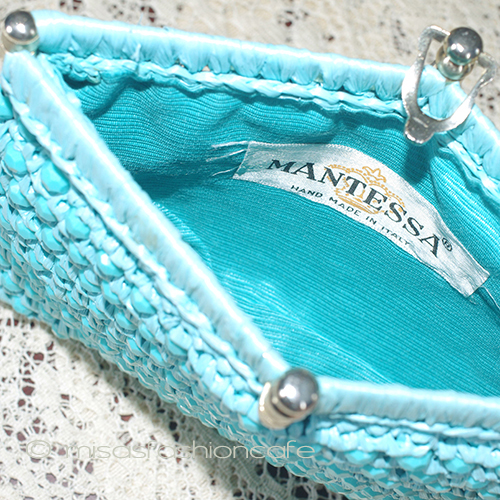 （画像用） ヴィンテージ　バッグ　 イタリア製　ターコイズ