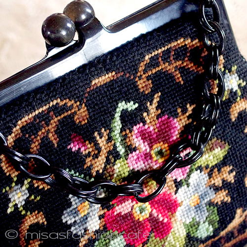 （画像用） ヴィンテージバッグ　刺繍 プチポアン　セルロイド製