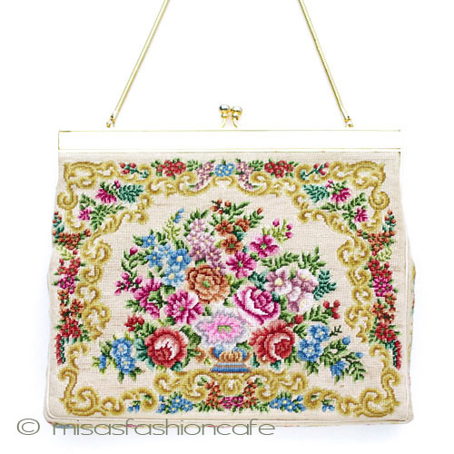 ヴィンテージバッグ　 総刺繍お花 プチポアン - ウインドウを閉じる