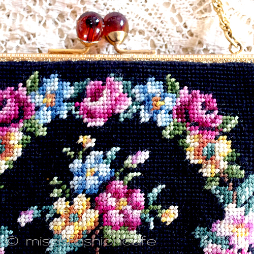 （画像用） ヴィンテージバッグ（大） プチポアン　お花リース