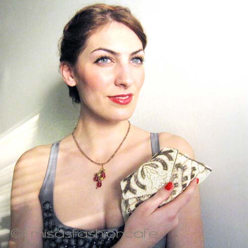 （画像用） アンティーク　バッグ ビーズ刺繍アートデコ