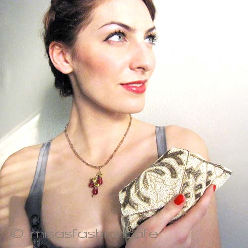 （画像用） アンティーク　バッグ ビーズ刺繍アートデコ