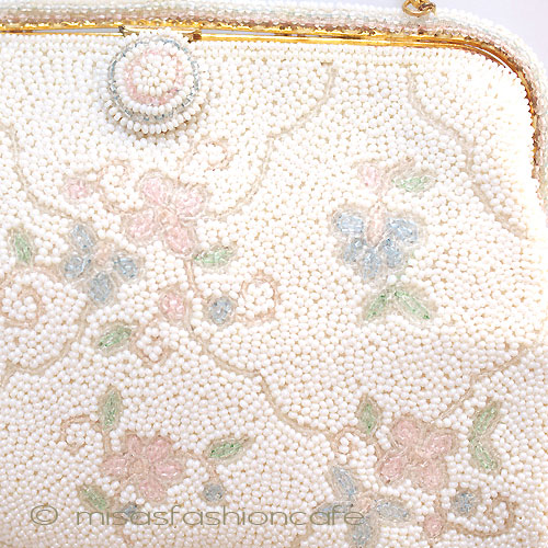 （画像用） ヴィンテージ　バッグ 仏製ビーズ総刺繍お花