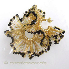 Lavish ピアス 18Kgp フープ Black