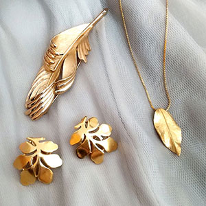 TrifariトリファリSET 「金の葉」3点セット