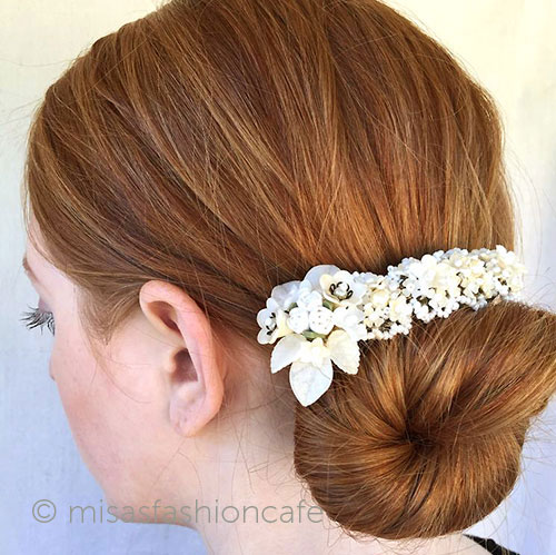 パーティーヘアバレッタ フランス製花パール再販