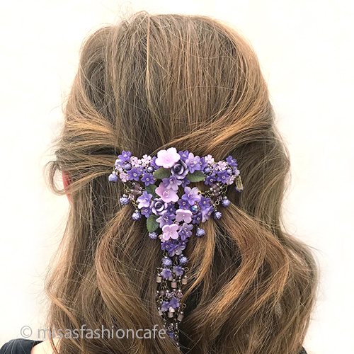 ヘアーバレッタ（大）再販 フランス製　フラワー