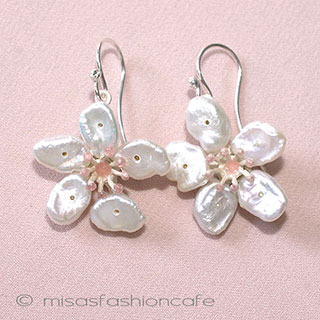 マイケルミショー真珠の桜 イヤリングまたはピアス