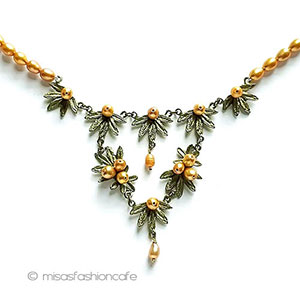 マイケルミショー真珠の花 ローズ野バラ　ネックレス