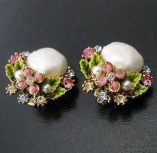 ART刻印イヤリング バロックパール＆お花