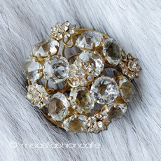 Vogue Sterling銀製 クリスタルの花ブローチ