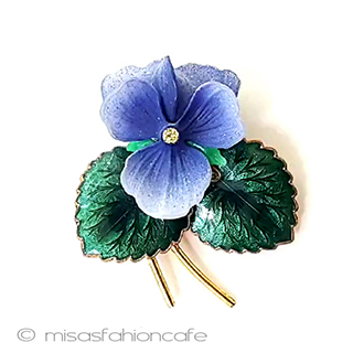 ヴィンテージジュエリー パンジーすみれ花ブローチ
