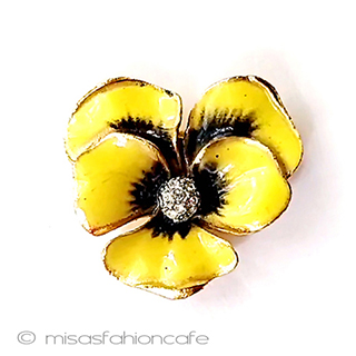 ヴィンテージアクセサリー パンジーすみれ花ブローチ