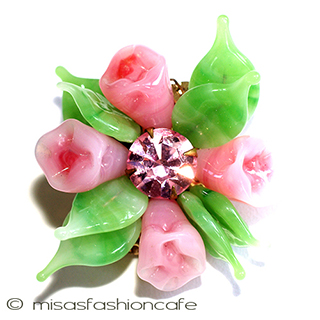 Regency　リージェンシー ガラスの花　ブローチ