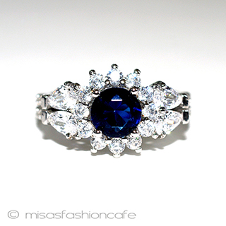 サファイア　花　リング スターリングシルバー刻印