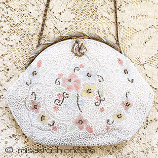 ヴィンテージ　バッグ　 フランス製ビーズ総刺繍