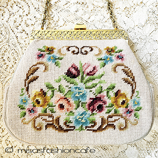 ヴィンテージバッグ（大） プチポアンお花刺繍